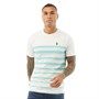 LUKE 1977 Mens Auto Stripe Printed T-Shirt White Pure Sky