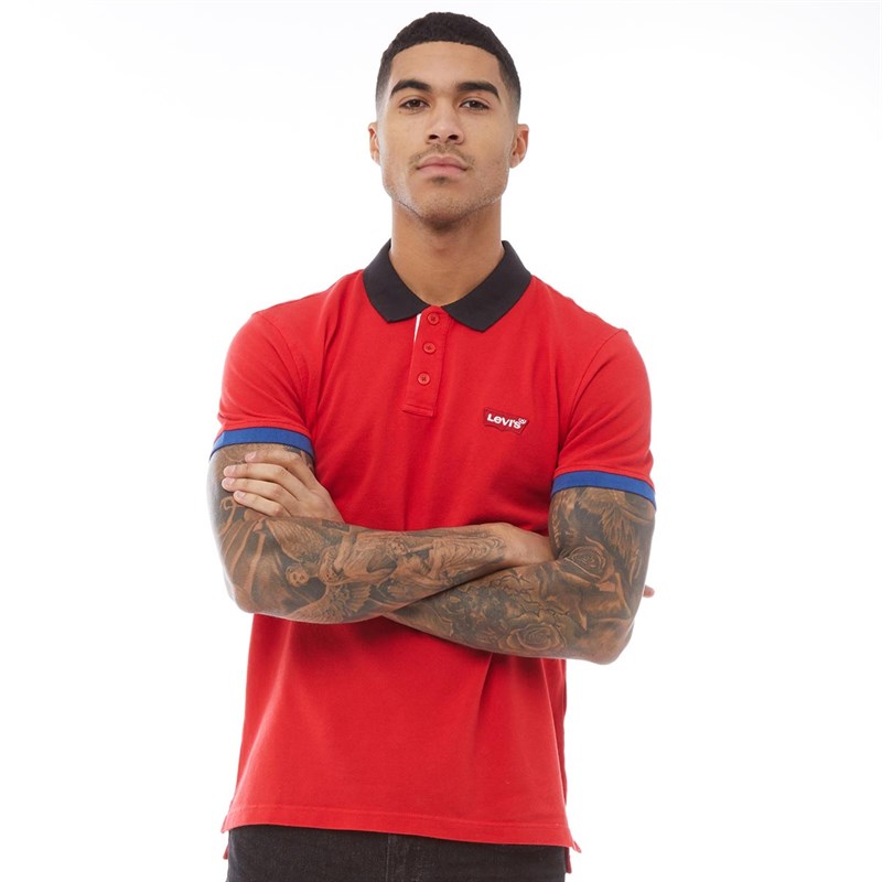 Buy Levi's Mens Modern Polo Black/Red/True Blue