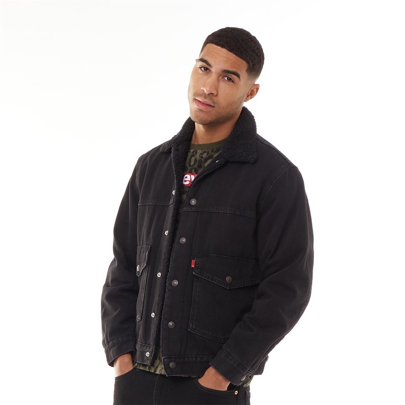 levi's men's sherpa trucker jacket black