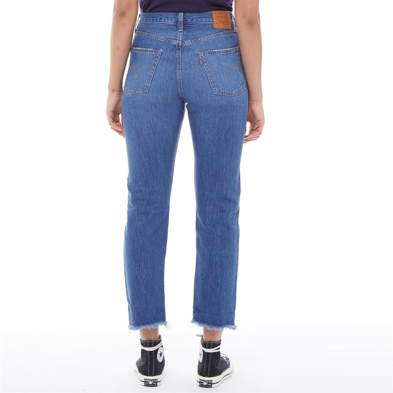 Jean Levi's 501 Crop Femme - Coupe Droite, 97% Coton, 2% élastomultiester, 1% élasthanne, Braguette Boutonnée, Stretch