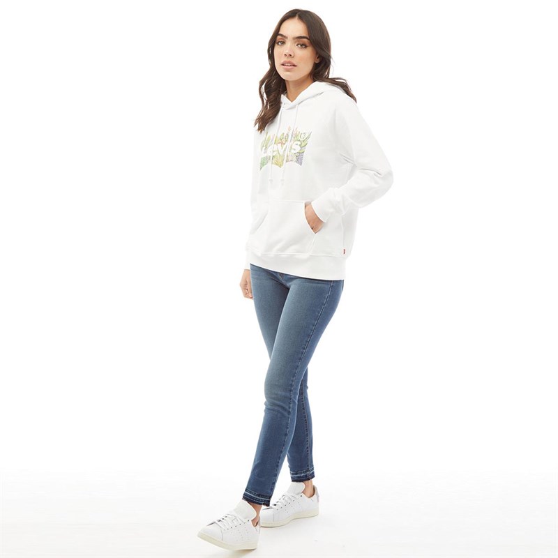 Levi's Womens Graphic Sport Batwing Hoodie Cactus Fill White