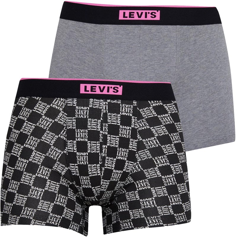 Buy Levi's Mens Triple Logo AOP Neon Boxer Briefs Two Pack Black