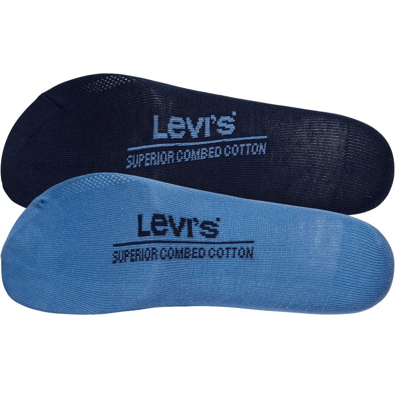 Levi's Mens Regular Cut Diagonal Logo Two Pack Socks Blue Combo