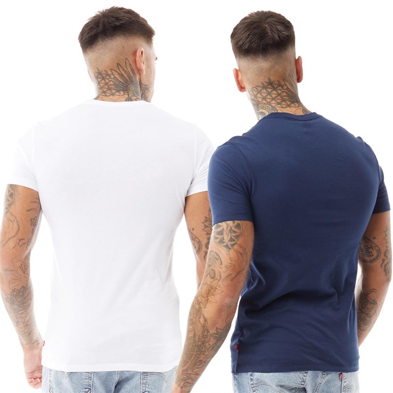 Levi's Mens Two Pack Crew Neck Graphic T-Shirts White/Dress Blues