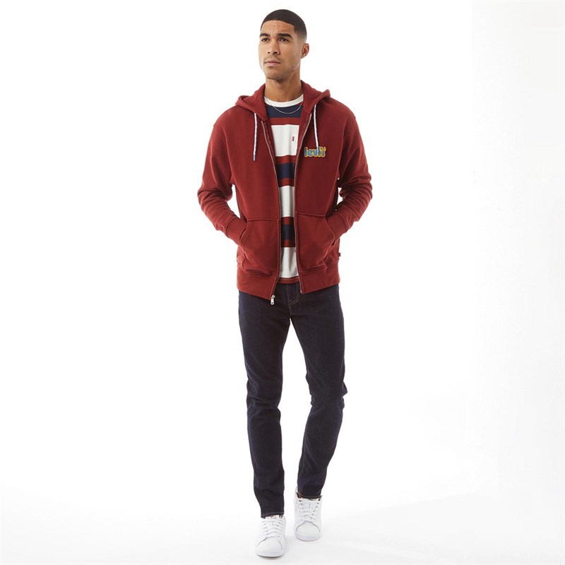 Levi's Mens Relaxed Graphic Zip Up Hoodie Poster Zip Fired Brick