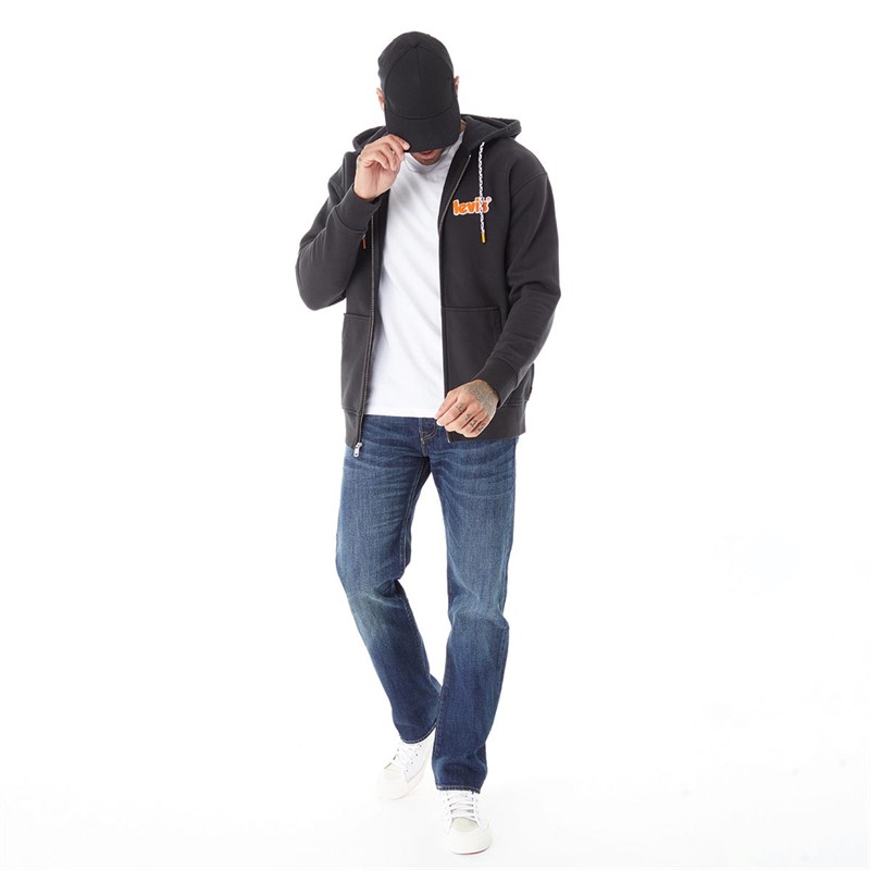 Levi's Mens Relaxed Graphic Zip Up Hoodie Poster Zip Caviar
