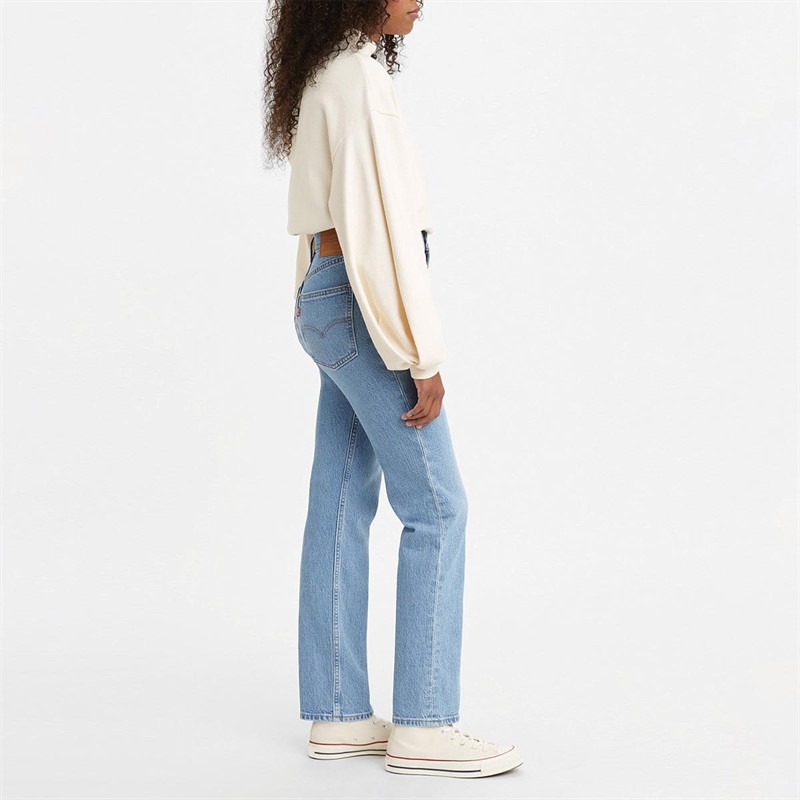 Levi's Dames 70S High Slim fit jeans Middelblauw