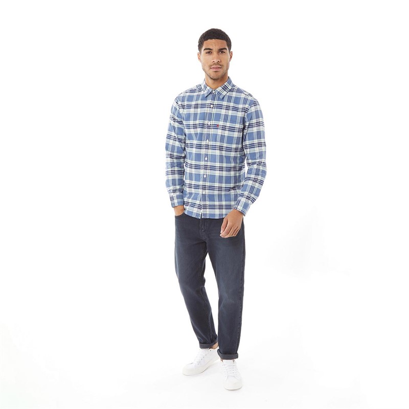 Levi's Herren Classic Checked Hemd mit langem Arm Blaugrün kariert