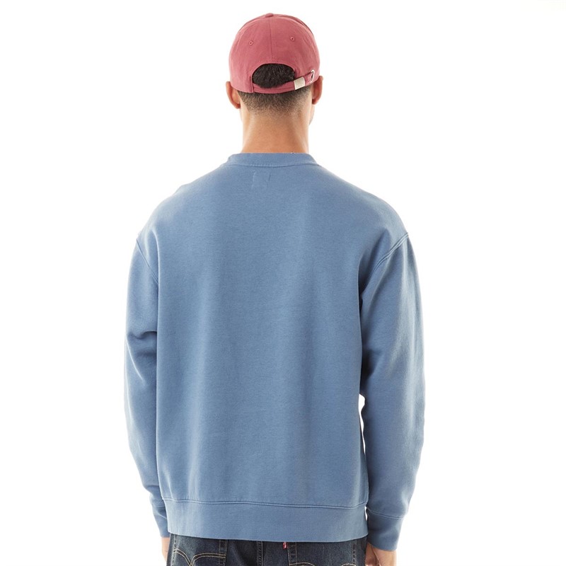 Levi's Mens Relaxed Graphic Sweatshirt Boxtab Crew Sunset Blue