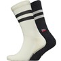Levi's Mens Regular Cut Retro Striped Two Pack Socks Black/White