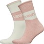 Levi's Mens Sustainable Regular Cut Two Pack Socks Pink/White