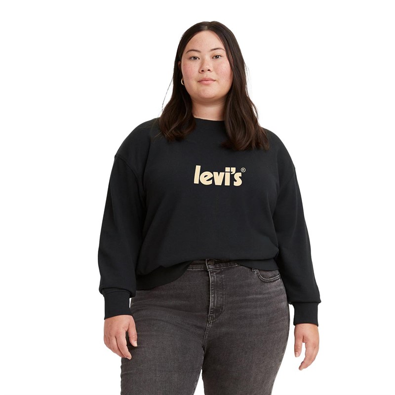 Levi's Womens Graphic Standard Sweashirt Crew Pl Seasonal Poster Logo Caviar