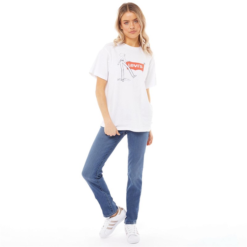 Levi's Womens Graphic Jet T-Shirt Levis For Gals Bright White