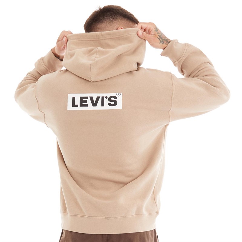 Levi's Mens Relaxed Fit Hoodie Boxtab LFC Back Hoodie Savannah Tan