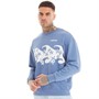 Levi's Mens Relaxed Fit Graphic Sweatshirt Chest Wave Crew VW Sunset Blue