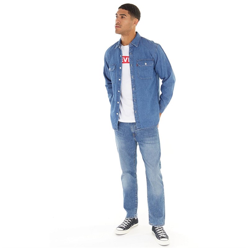 Levi's Mens Jackson Worker Long Sleeve Shirt Light Weight Cotton Hemp Stone