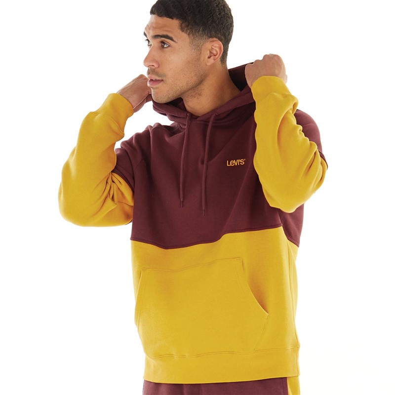 Levi's Mens Varsity Hoodie Port/Nugget Gold