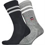 Levi's Mens Stripe Regular Cut Two Pack Socks Grey/Black