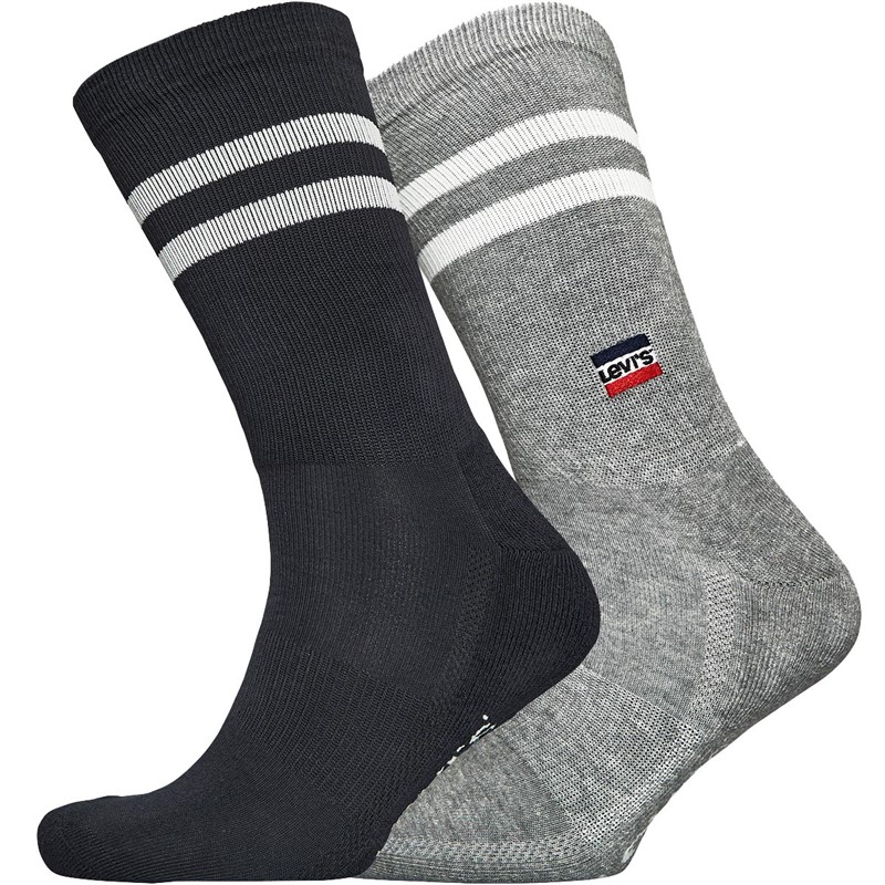 Buy Levi's Mens Stripe Regular Cut Two Pack Socks Grey/Black