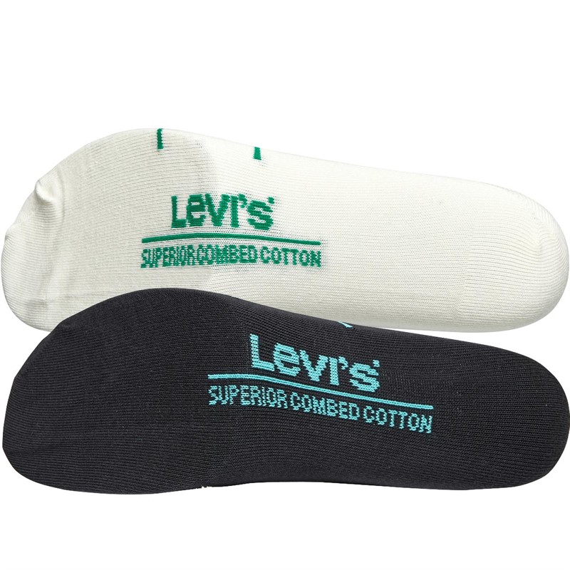 Levi's Mens Low Cut Two Pack Socks White/Green