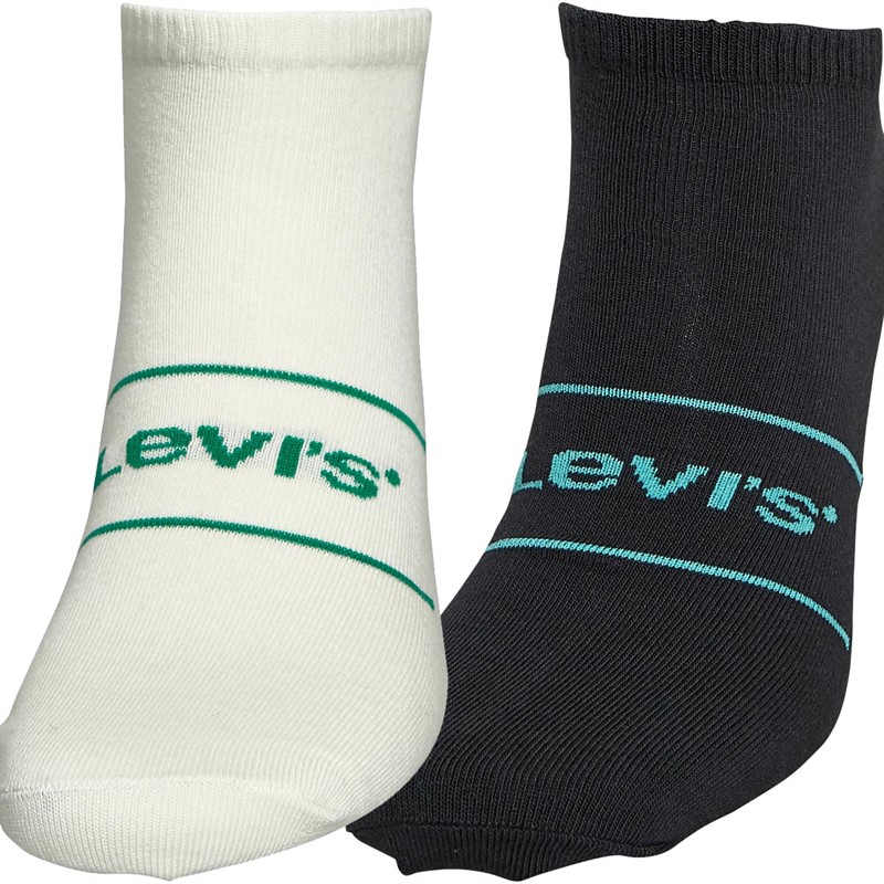 Levi's Mens Low Cut Two Pack Socks White/Green