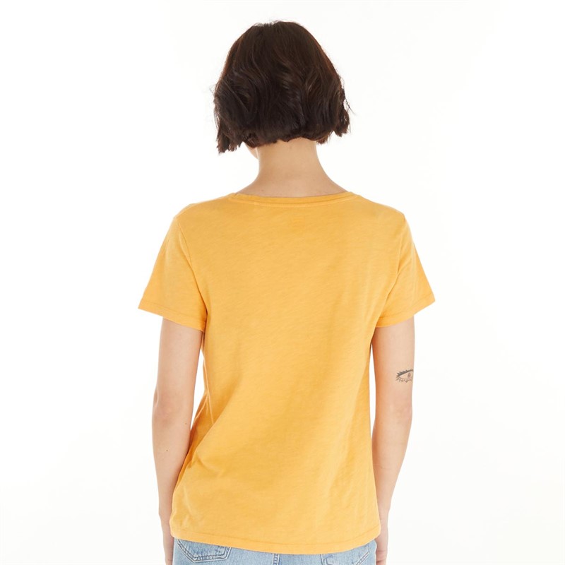 Levi's Womens Graphic Perfect V-Neck Top Golden Nugget