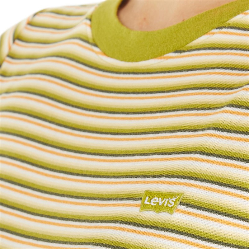 Levi's Womens Short Sleeve Slim Fit Rib Baby T-Shirt Coriander Stripe