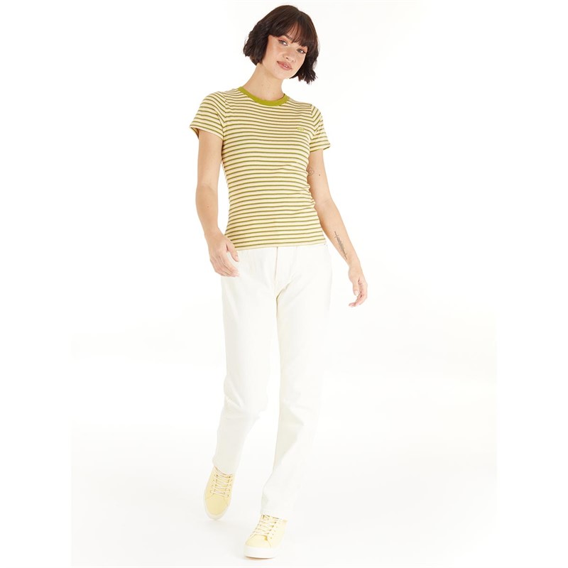 Levi's Womens Short Sleeve Slim Fit Rib Baby T-Shirt Coriander Stripe