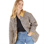 Levi's Womens Millie Quilted Shirt Jacket Classic Leopard White Cap Grey