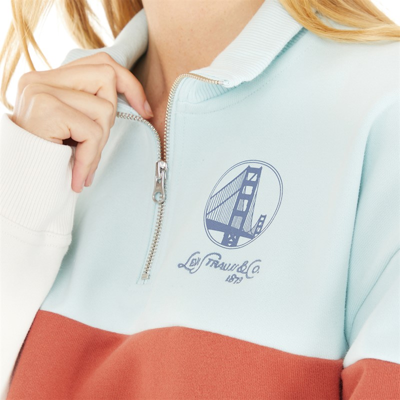 Levi's Womens Graphic Rue 1/4 Zip Crew Bridge Tofu
