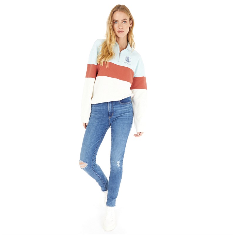 Levi's Womens Graphic Rue 1/4 Zip Crew Bridge Tofu