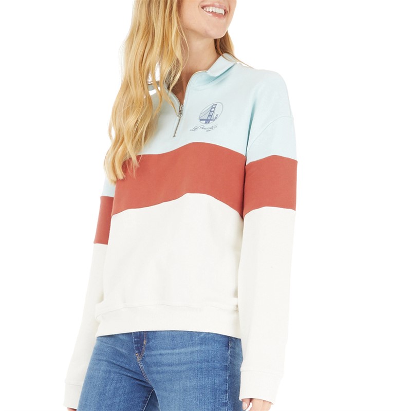 Levi's Womens Graphic Rue 1/4 Zip Crew Bridge Tofu