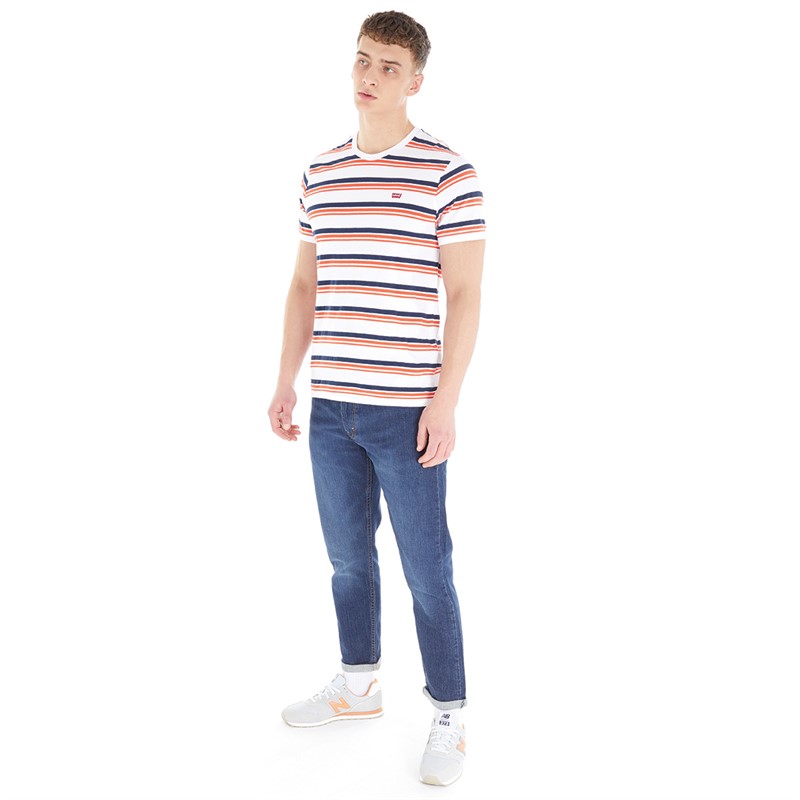 Levi's Mens Original T-Shirt Andres Stripe Bright White