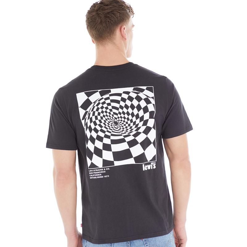 Levi's Mens Relaxed Fit T-Shirt Brand Integrated Poster Caviar