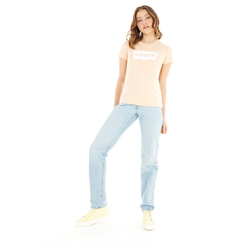 Levi's Womens The Perfect Tee Graphic T-Shirt SSNL BW Almond Cream