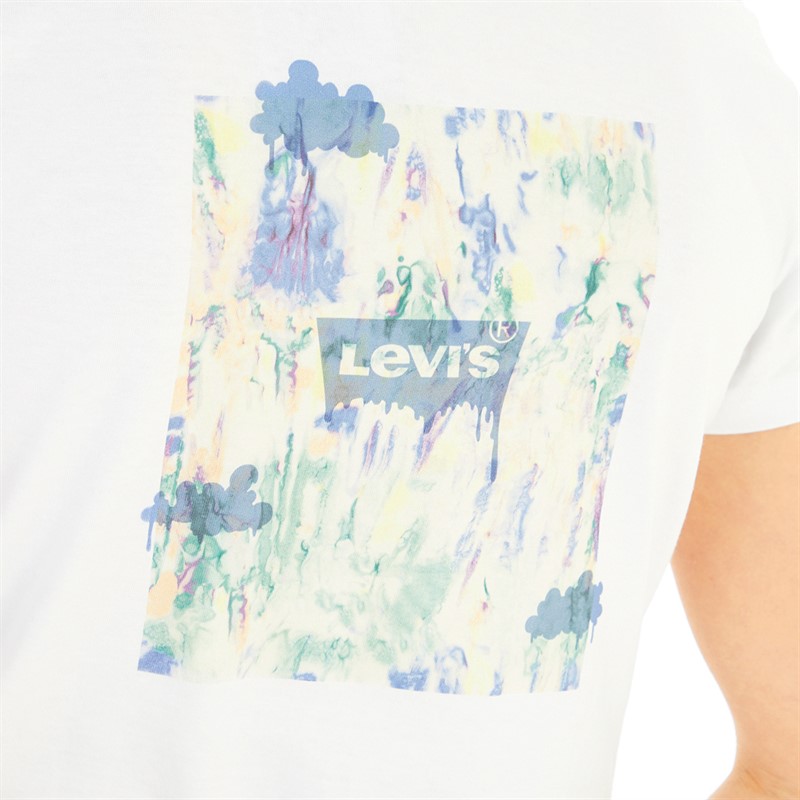 Levi's Womens The Perfect Tee Watercolor Fill T-Shirt Watercolor Fill BW Front And Back Bright White