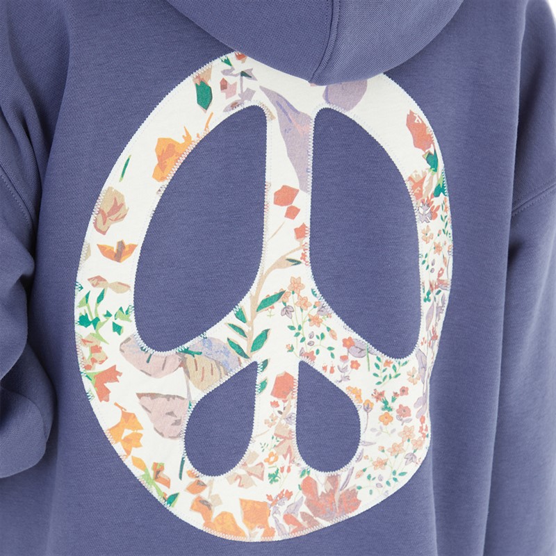 Levi's Womens Graphic Salinas Hoodie Floral Peace Sign Crown Blue