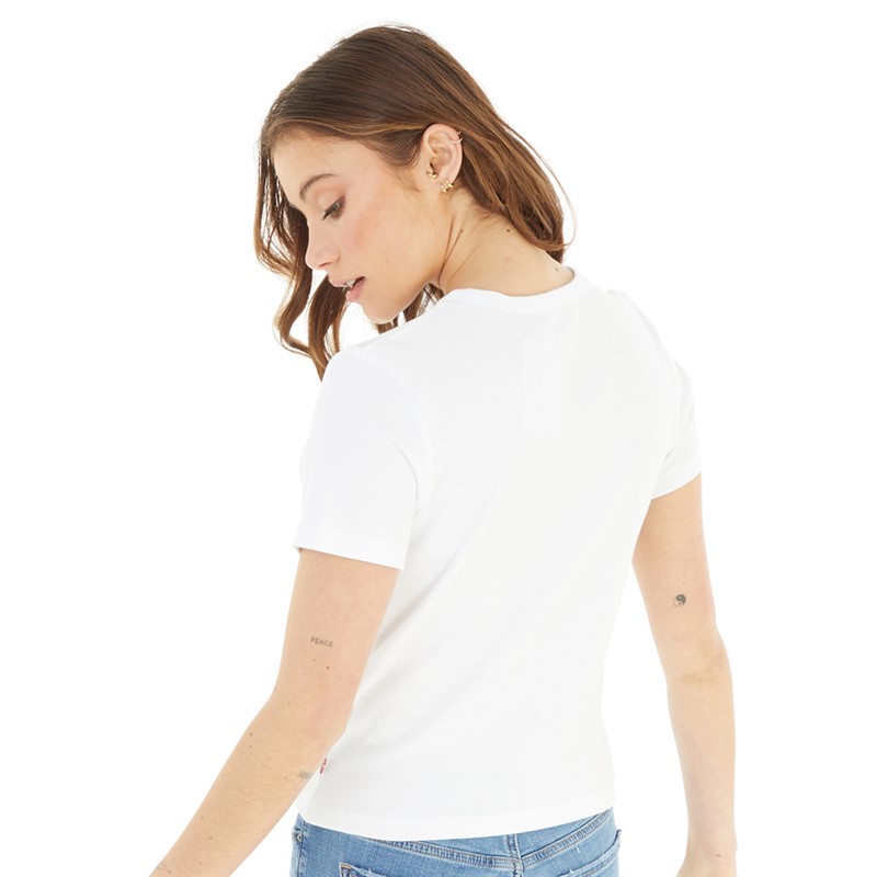 Levi's Womens Rickie Tee Graphic Logo T-Shirt Arched Baby Serif Logo Bright White