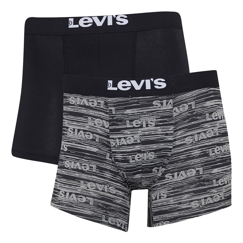 Levi's Mens Two Pack Distorted Logo Boxers Black Combo