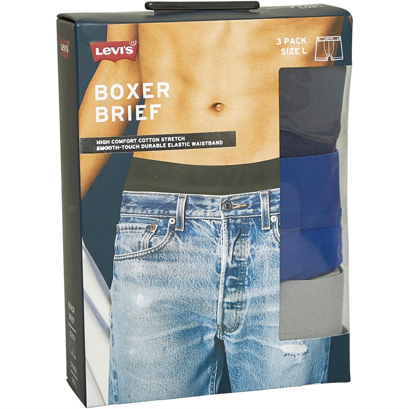 Levi's Mens Three Pack Premium Boxers Grey Blue Combo