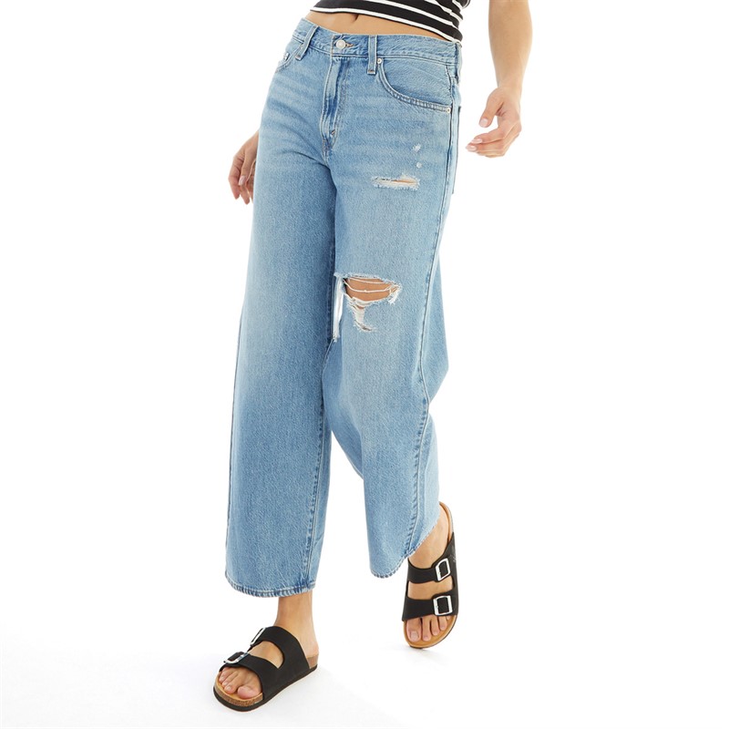 Levi's Womens Baggy Dad Jeans In The Middle W Damage