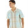 Levi's Mens Sunset Camp Short Sleeve Shirt Martin Plaid Pastel Turquoise