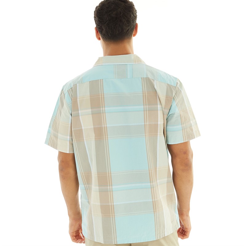 Levi's Mens Sunset Camp Short Sleeve Shirt Martin Plaid Pastel Turquoise