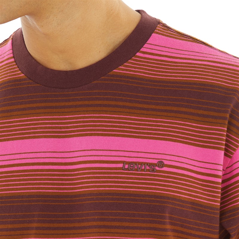 Levi's Mens Authentic Long Sleeve T-Shirt Daniel Stripe Monks Robe