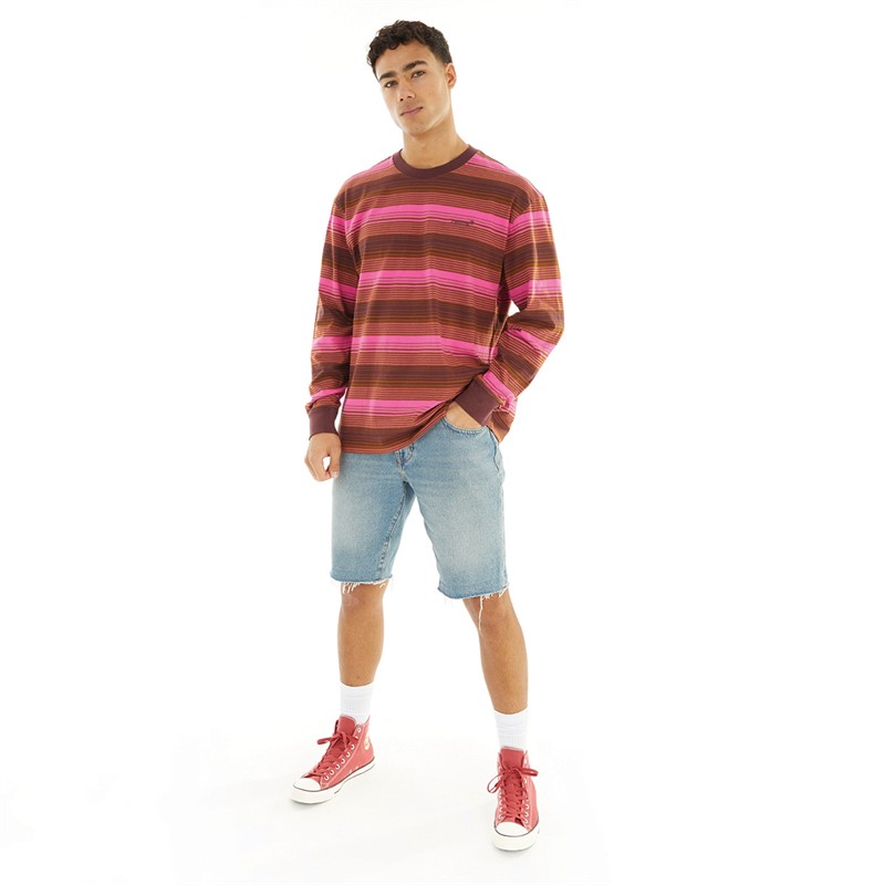 Levi's Mens Authentic Long Sleeve T-Shirt Daniel Stripe Monks Robe