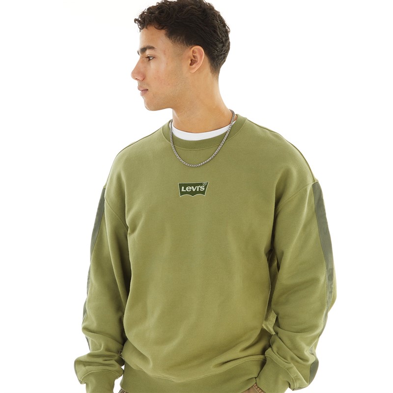 Levi's Mens Graphic Sweatshirt BW Tape Crew Loden Green