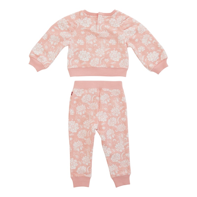 Levi's Mädchen Blumen Sweatshirt und Jogginghose Set Rosa Zuckerguss