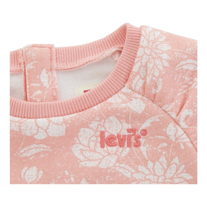 Levi's Mädchen Blumen Sweatshirt und Jogginghose Set Rosa Zuckerguss