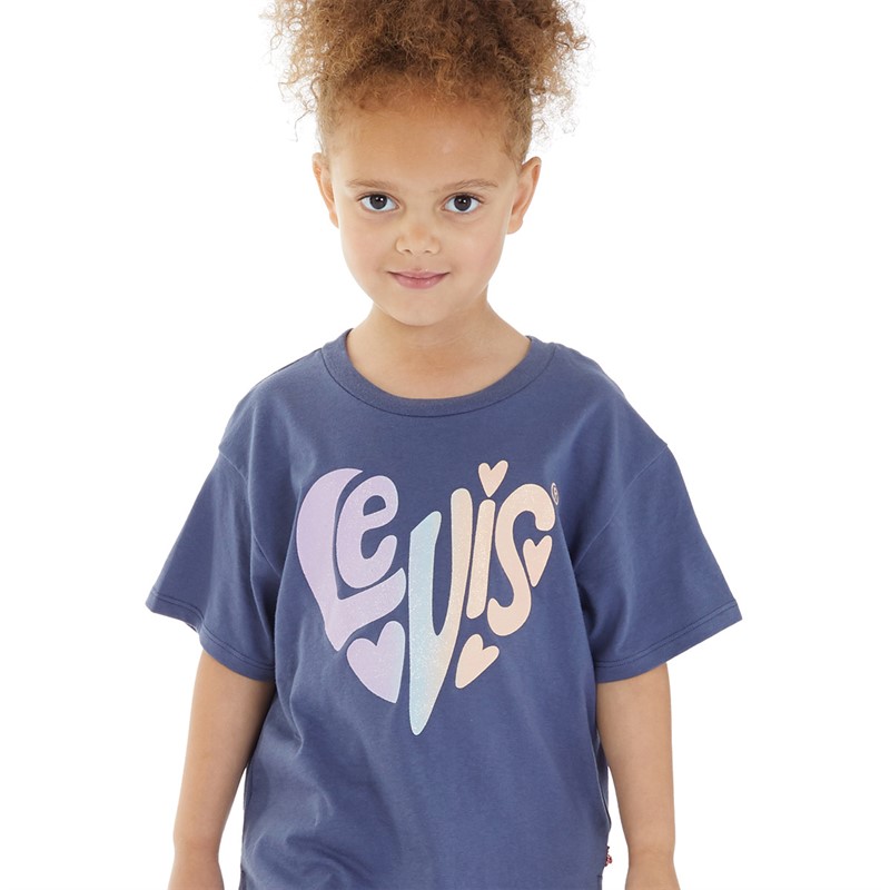 Levi's Girls Heart Levis Oversized T-Shirt Crown Blue