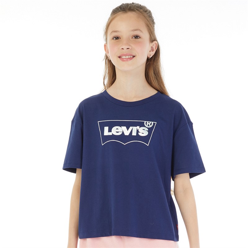 Levi's T-shirt Bleu à ailes de chauve-souris Fille Rencontre et salutation